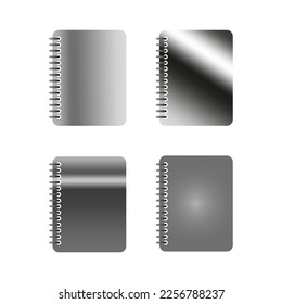 Realistic silver notebooks. Certificate design. Vector illustration.