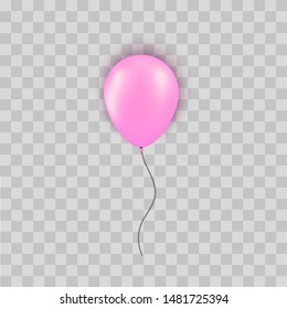 Realistic silver pink balloon isolated on transparent background. Design element for Birthday party, grand opening or Big Sale greeting card concept. Vector illustration.