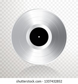 realistic silver or platinum vinyl plate, retro music success background