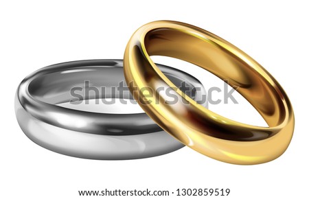 Realistic Silver Ring and Golden Ring Vectors Together