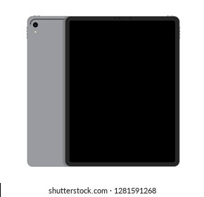 Realistic Silver Tablet  Front and Back Display View