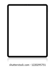 Realistic Silver / White Drawing Pad with Transparent Screen. 12.9 inch Scalable Tablet. Front Display View. High Detailed Device Mockup. Separate Groups and Layers. Easily Editable Vector