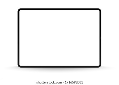 Realistic Silver White Drawing Pad with Transparent Screen. 12.9 inch Scalable Tablet. High Detailed Device Mockup