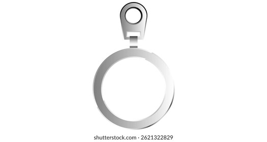 Realistic Silver Zip Puller Vector Illustration.	