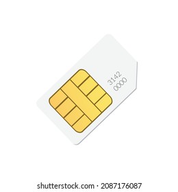 Realistic SIM card isolated on white background. Cellular phone card. Vector stock