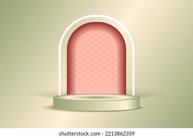 Realistic simple green 3D podium