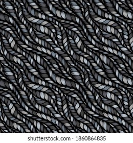 Realistic  simple knit pattern seamless pattern. Abstract ornamental background in form of a knitted fabric. Stylized textured yarn or hairstyle close-up