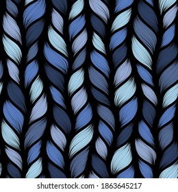 Realistic simple knit texture  seamless pattern. Abstract ornamental background in form of a knitted fabric. Stylized textured yarn or hairstyle close-up