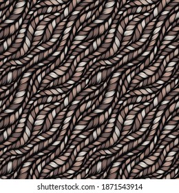 Realistic  simple knit texture seamless pattern. Abstract ornamental background in form of a knitted fabric. Stylized textured yarn or hairstyle close-up