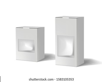Realistic Simple Paper Box Packaging With Window. EPS10 Vector