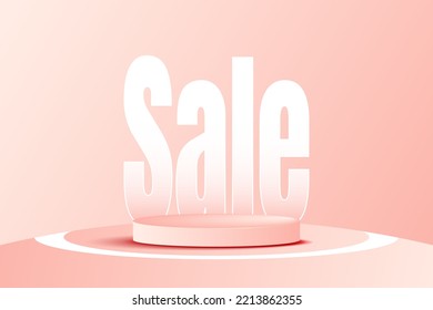 Realistic simple pink 3D podium