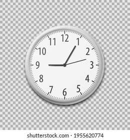  Reloj de oficina circular simple realista.  Ilustración vectorial. Eps 10.