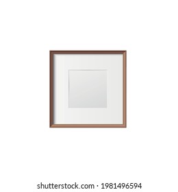Realistic simple small photo frame of square shape on white background vector illustration