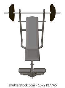 Realistic simulator for bench press lying and sitting. View from above. 3D. Vector illustration