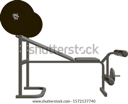 Realistic simulator for bench press lying and sitting. Side view. 3D. Vector illustration