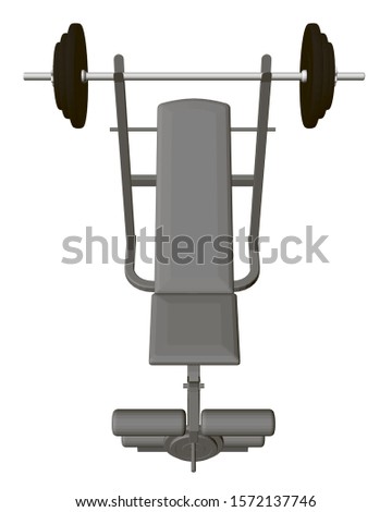Realistic simulator for bench press lying and sitting. View from above. 3D. Vector illustration