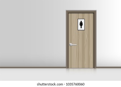 Realistic single door and interiors decorative of resting room., Indoor concept