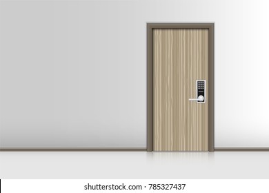 Realistic single door and interiors decorative., Indoor concept.