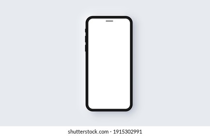 Realistic Single iPhone Mobile Phone Neomorphism Template Mockup Vector