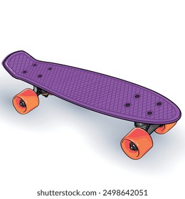 Realistic skate. Vector skateboard. Purple transport, print