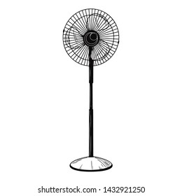 Realistic sketch. Electric fan isolated on white background. Vector illustration