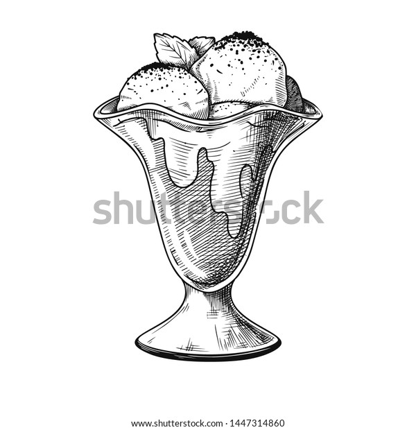 Realistic Sketch Ice Cream Vase Vector Stock Vector Royalty Free