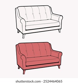 Realistic sketch of sofas vector 