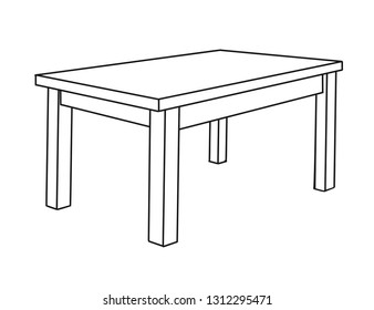Realistic sketch of the table in perspective. Vector illustration