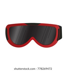 Realistic ski goggles. Eye protection. Sport equipment.