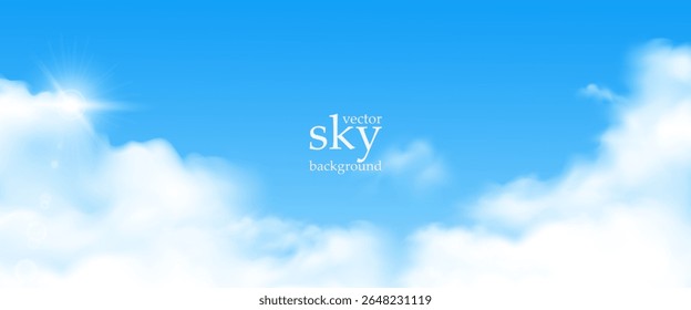 Realistic Sky Background set with White clouds for Cosmetic Product, travel buissnes Presentation or web design, Sky Blue Cloud poster, card, flayer, banner, cover Background for ads promo and web.	