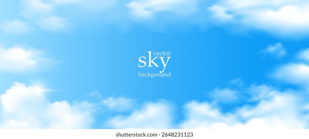 Realistic Sky Background set with White clouds for Cosmetic Product, travel buissnes Presentation or web design, Sky Blue Cloud poster, card, flayer, banner, cover Background for ads promo and web.	