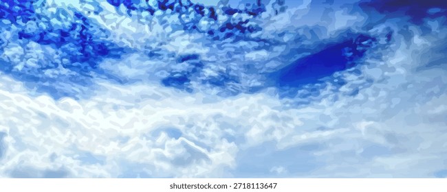 Céu realista com formações de nuvens brancas macias - atmosfera azul brilhante, cúmulo disperso na cena natural da luz do dia para o ambiente exterior, fundos meteorológicos ou elementos de projeto de paisagem.