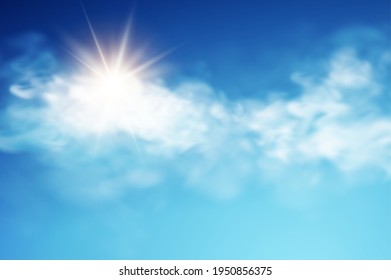 Realistic Sky Template Transparent Cloud Sun Stock Vector (Royalty Free ...