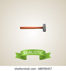 Realistic Sledgehammer Element. Vector Illustration Of Realistic Handle Hit Isolated On Clean Background. Can Be Used As Sledgehammer, Sledge And Tool Symbols.