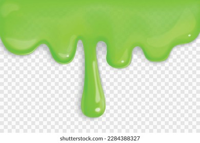Fondo delgado realista con líquido gelatinoso verde sobre ilustración vectorial de fondo transparente