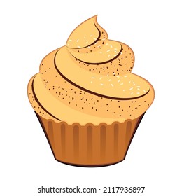Realistic small cream cakes against white background - Vector illustration