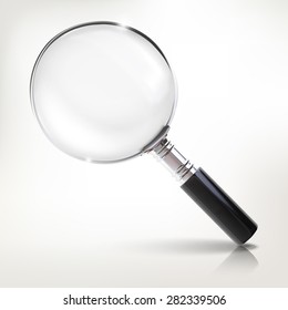 Realistic small magnifier vector illustration. Scientific instrument occupies for research. 