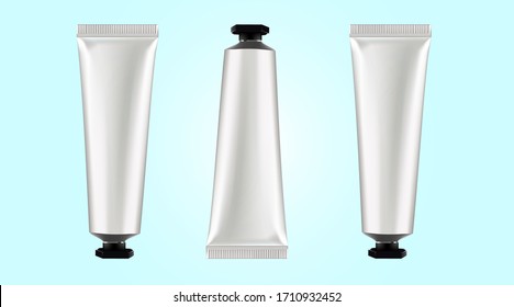 Realistic small plastic Tube Cream Vector. Mock Up. Cosmetic, Cream, Tooth Paste, Glue. 