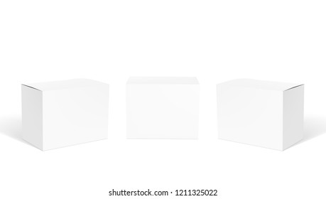 Realistic Small White Clear Cardboard Boxes Set. EPS10 Vector