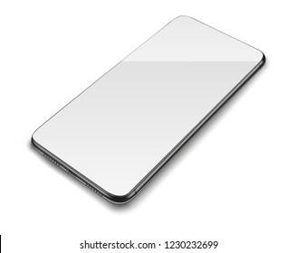 Realistic smart phone isolated on white background. Vector illustration. 