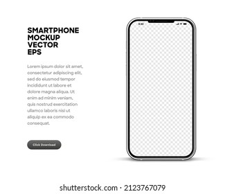 Realistic smart phone mockup silver and black mobile isolated vector eps concept with blank touch screens. High detailed 3d vector smartphone in front view ready to show your app design.