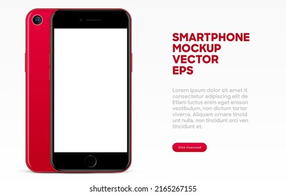 Realistic smart phone mockup silver and black mobile isolated vector eps concept with blank touch screens. High detailed 3d vector smartphone in front view ready to show your app design.	
