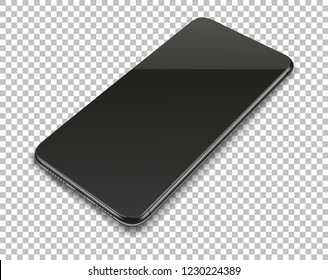 Realistic smart phone on transparent background. Vector illustration.