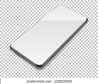 Realistic smart phone on transparent background. Vector illustration.