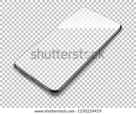 Realistic smart phone on transparent background. Vector illustration.