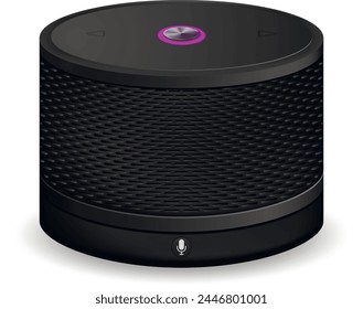 Realistic smart speaker on white background