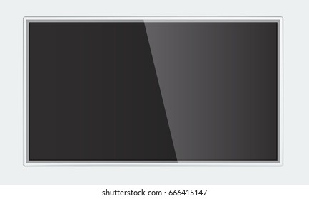 Realistic smart TV screen mock up hangin on the wall. Illustrated vector.