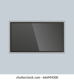 Realistic smart TV screen mock up hangin on the wall. Illustrated vector.