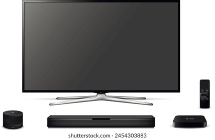 Realistic smart tv, sound bar, tv player box and smart speaker