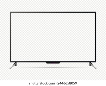 Realistic smart tv with transparent screen isolated on transparent background